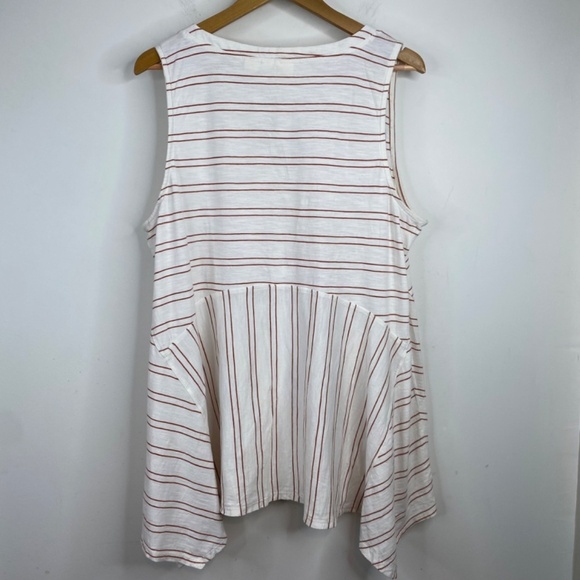 Anthropologie Maeve Alayne Tunic Top XL Babydoll Cottage Y2K Fairy White Stripe - Picture 6 of 11